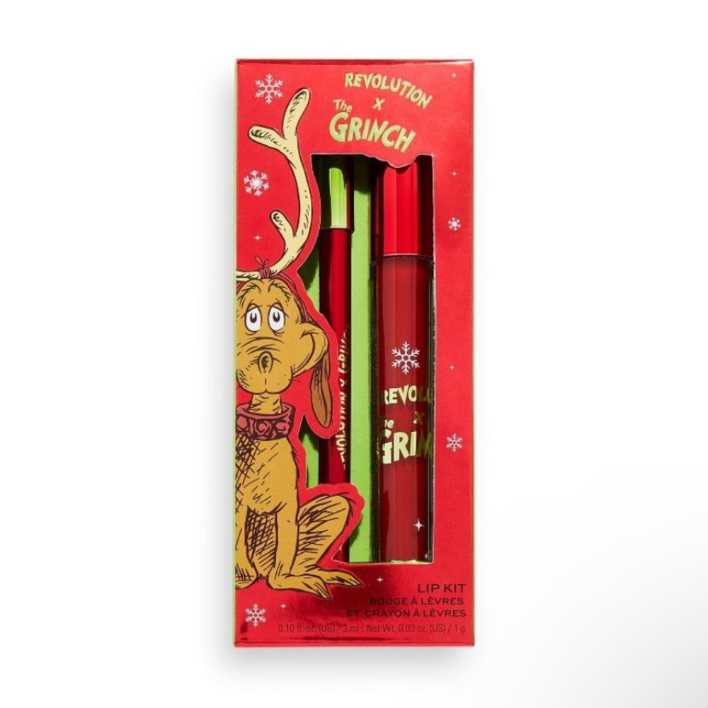 NWT Makeup Revolution x The Grinch - Little Max Lip Kit - 0.10 fl oz/2pc